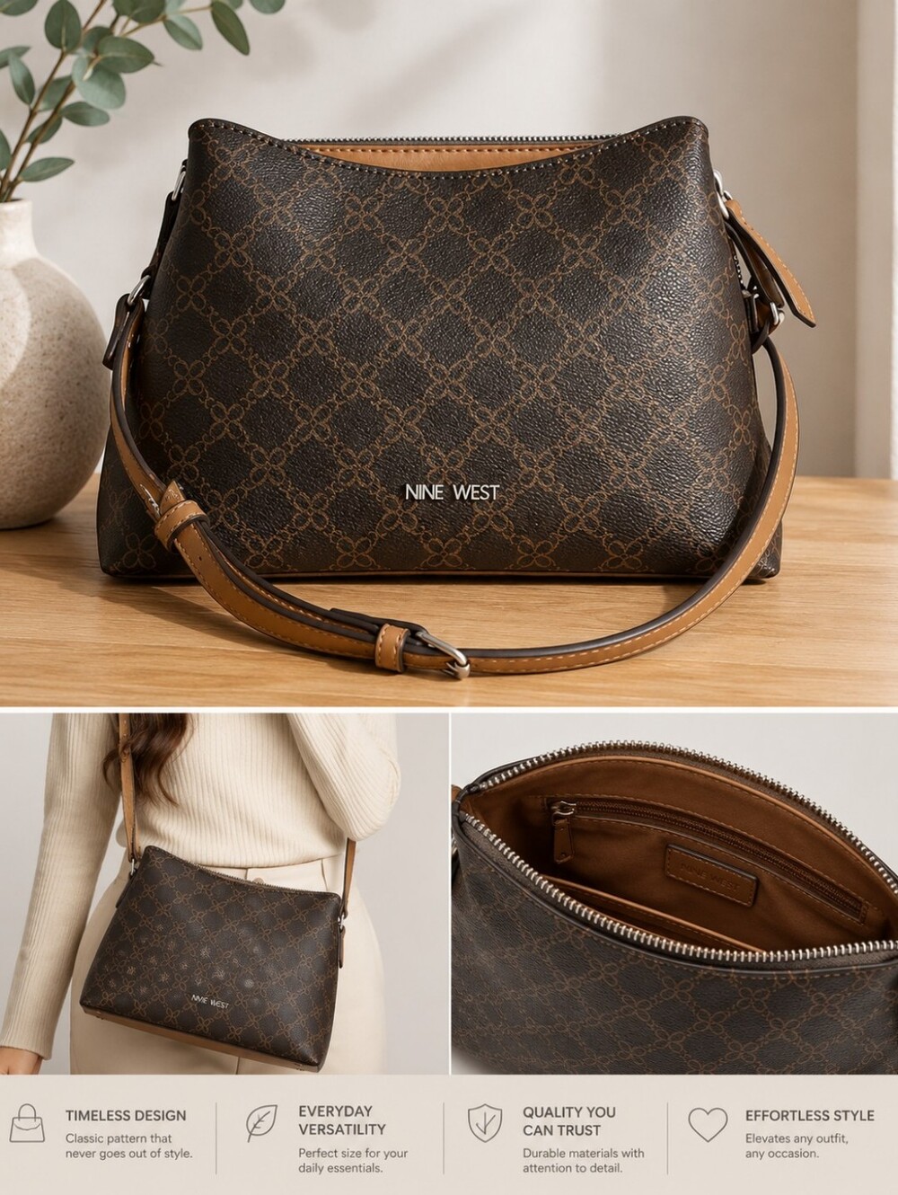 💜 Nine West - Brown Crossbody Bag